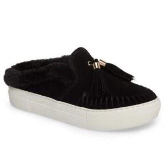 J/Slides‎ NYC Black Suede Slip Ons Size 10 - Picture 1 of 11